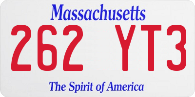 MA license plate 262YT3