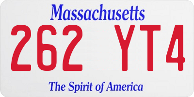 MA license plate 262YT4