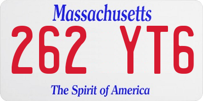 MA license plate 262YT6