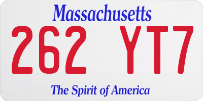MA license plate 262YT7