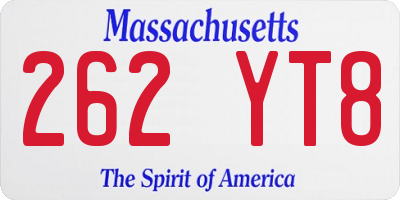 MA license plate 262YT8