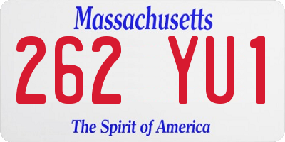 MA license plate 262YU1