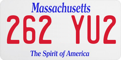MA license plate 262YU2