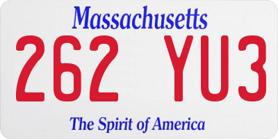 MA license plate 262YU3