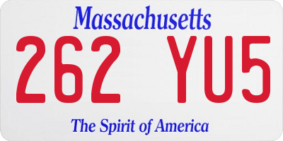 MA license plate 262YU5
