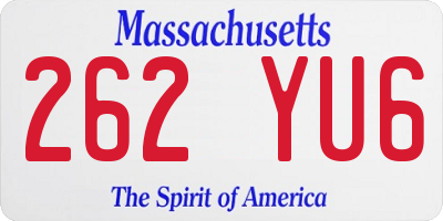 MA license plate 262YU6