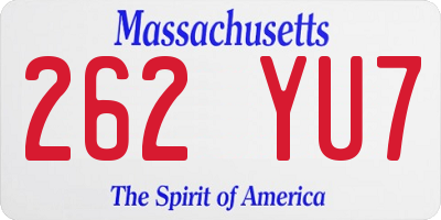 MA license plate 262YU7