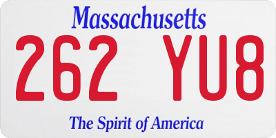 MA license plate 262YU8