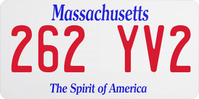 MA license plate 262YV2