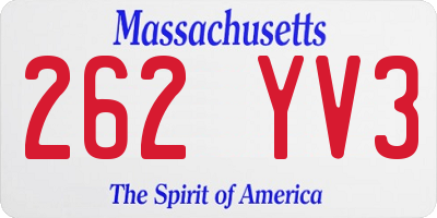 MA license plate 262YV3