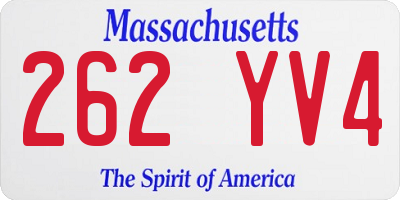 MA license plate 262YV4