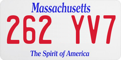 MA license plate 262YV7