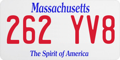 MA license plate 262YV8