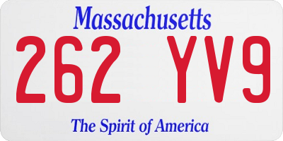 MA license plate 262YV9