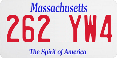MA license plate 262YW4