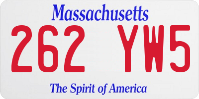 MA license plate 262YW5