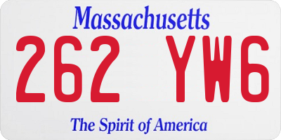 MA license plate 262YW6