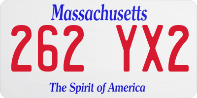 MA license plate 262YX2