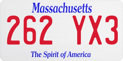MA license plate 262YX3