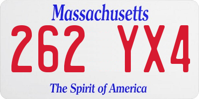 MA license plate 262YX4