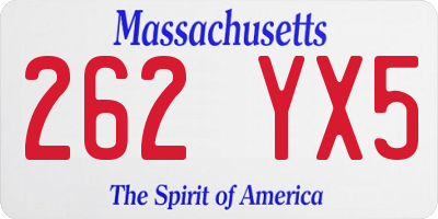 MA license plate 262YX5