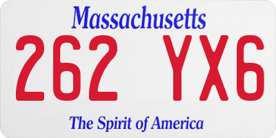 MA license plate 262YX6