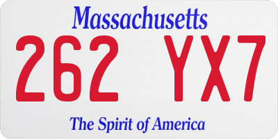 MA license plate 262YX7
