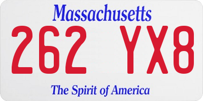MA license plate 262YX8