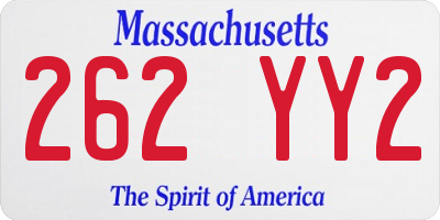 MA license plate 262YY2