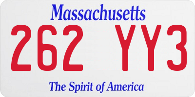 MA license plate 262YY3
