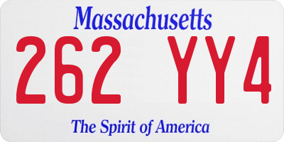 MA license plate 262YY4