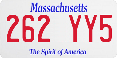 MA license plate 262YY5