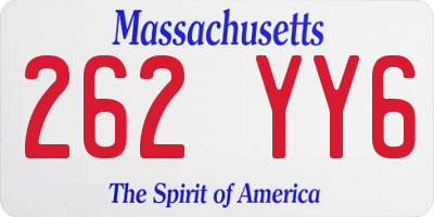 MA license plate 262YY6