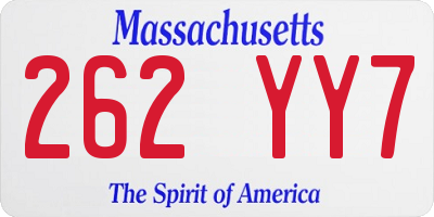 MA license plate 262YY7