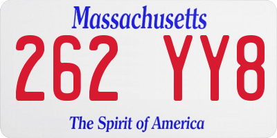 MA license plate 262YY8