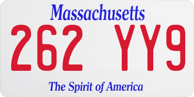 MA license plate 262YY9