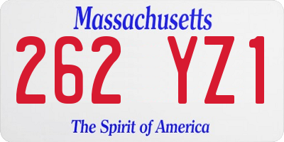 MA license plate 262YZ1