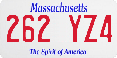 MA license plate 262YZ4