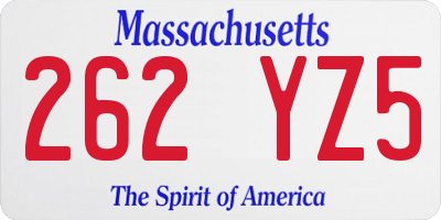 MA license plate 262YZ5