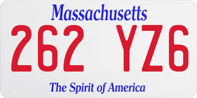 MA license plate 262YZ6
