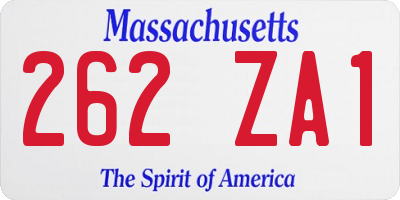 MA license plate 262ZA1