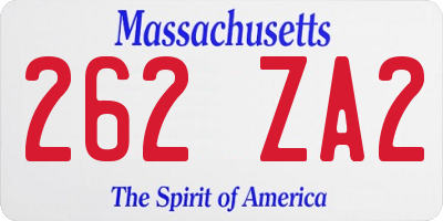 MA license plate 262ZA2