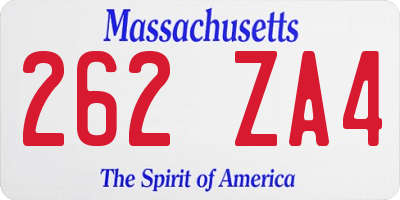 MA license plate 262ZA4