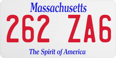 MA license plate 262ZA6