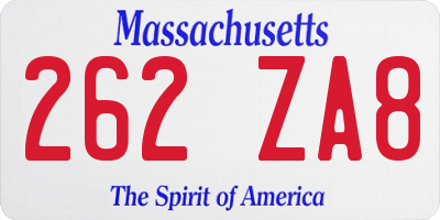 MA license plate 262ZA8