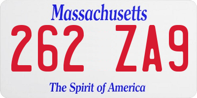 MA license plate 262ZA9