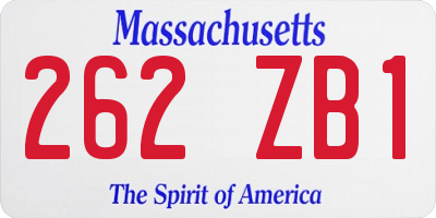 MA license plate 262ZB1