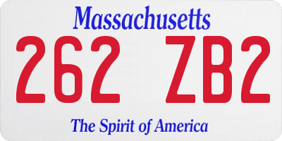 MA license plate 262ZB2