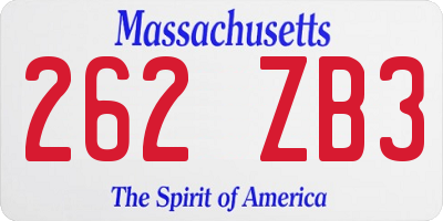 MA license plate 262ZB3