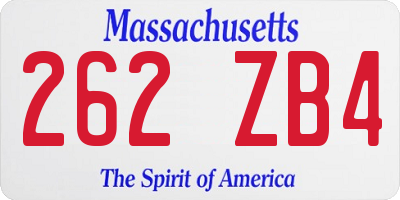 MA license plate 262ZB4